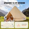 VEVOR 5-8 Person Canvas Glamping Bell Tent, Breathable Waterproof Yurt Tent with Stove Jack and Detachable Side Wall for Family Camping