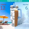 40oz 5D cowprint Insulated Tumbler With Handle And Straw Lid Portable Large Capacity water bottle, Heat preservation