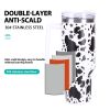 40oz 5D cowprint Insulated Tumbler With Handle And Straw Lid Portable Large Capacity water bottle, Heat preservation