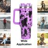 40oz 5D cowprint Insulated Tumbler With Handle And Straw Lid Portable Large Capacity water bottle, Heat preservation