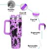 40oz 5D cowprint Insulated Tumbler With Handle And Straw Lid Portable Large Capacity water bottle, Heat preservation