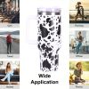 40oz 5D cowprint Insulated Tumbler With Handle And Straw Lid Portable Large Capacity water bottle, Heat preservation
