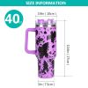 40oz 5D cowprint Insulated Tumbler With Handle And Straw Lid Portable Large Capacity water bottle, Heat preservation